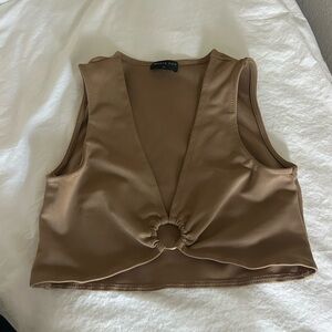 White Fox Brown Crop Top
